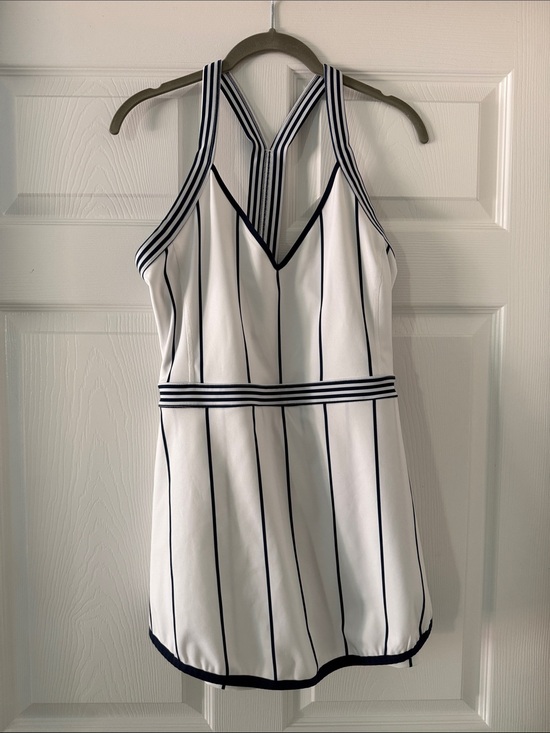 FP Movement by Free People Dresses & Skirts - Free People White Athletic Mini Dress with Navy Pinstripes